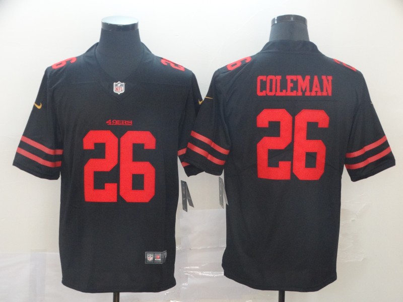 Men's San Francisco 49ers Tevin Coleman #26 Black Jersey